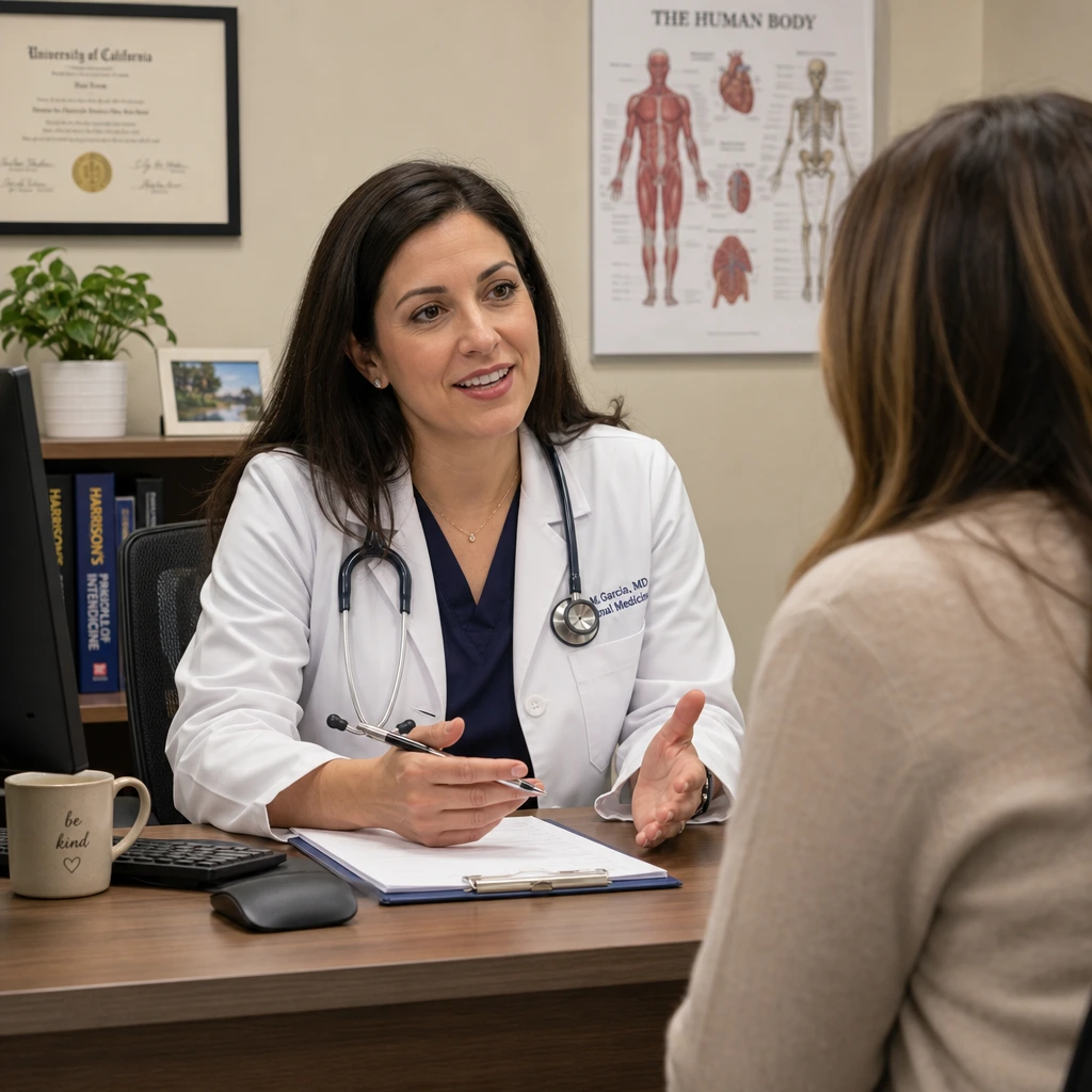 Doctor consulting with a seated patient