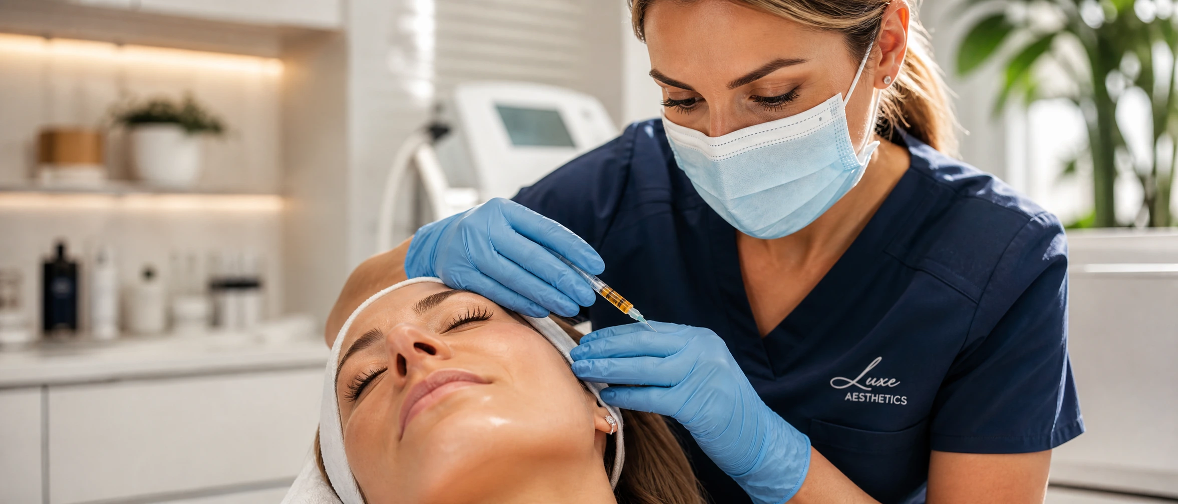 Physician performing a rejuvenating facial treatment